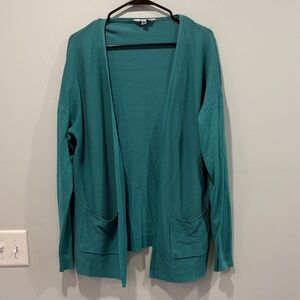 Time and Tru Teal Open Front Cardigan